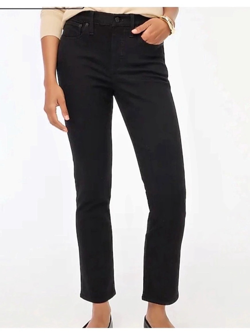 J.Crew Toothpick Jean in Black Denim Straight Leg Jeans Black Waist 31